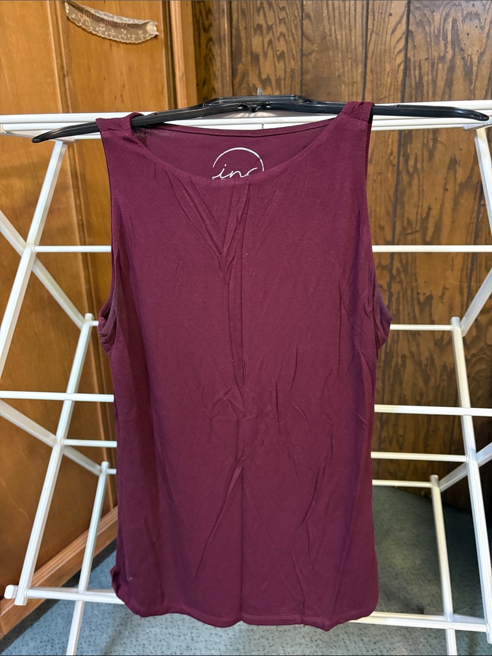 INC International Concepts V-Neck Sleeveless Tank Top in Wine